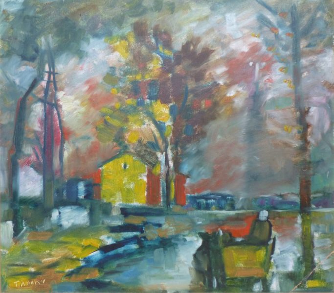 Masurische Dorfszene mit Kutsche