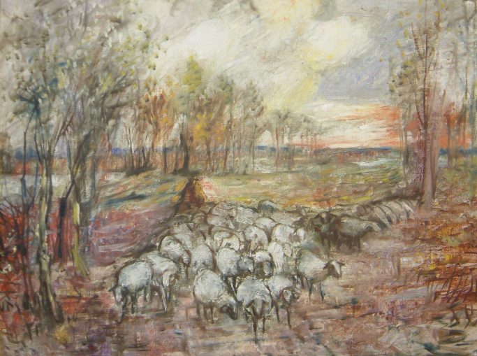 Masurische Landschaft mir Schafherde