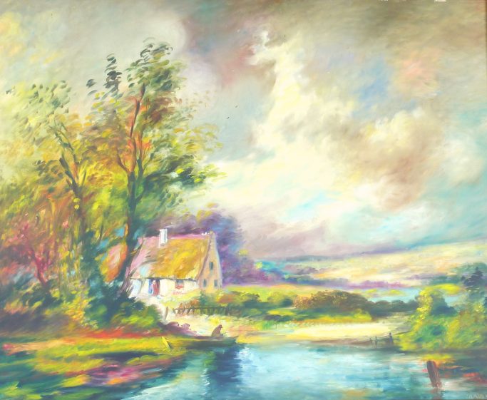 Masurische Landschaft mit Fischerboot