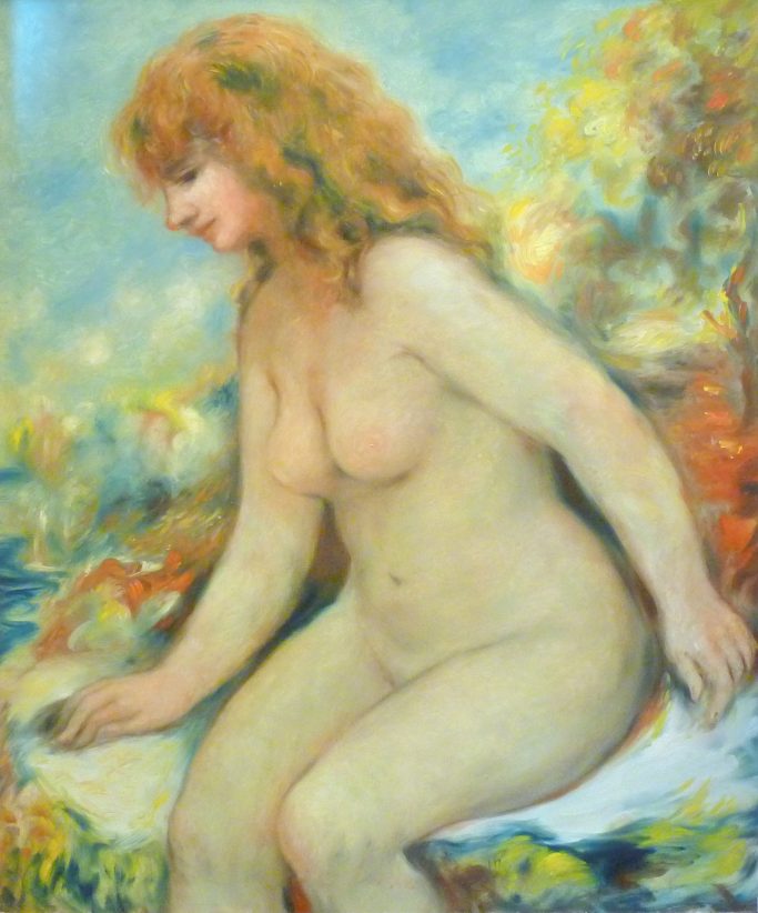 Badende auf einem Felsen