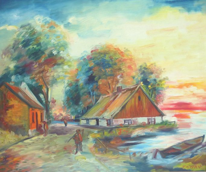 Masurische Landschaft mir Fischerboot