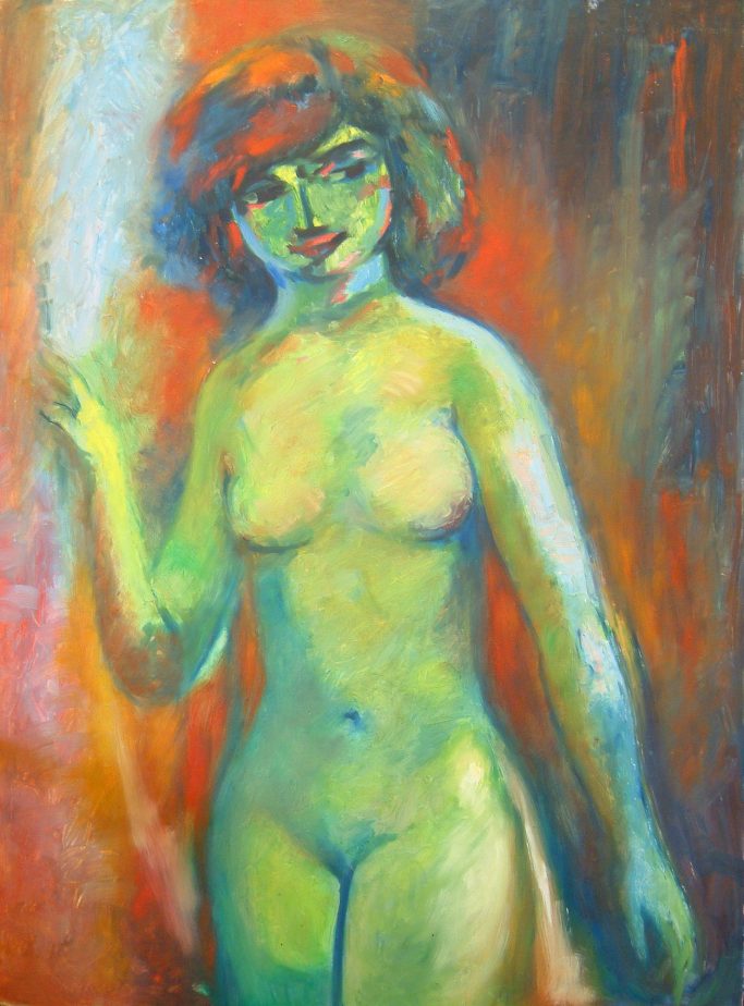 Weiblicher Akt in grün